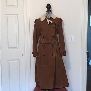 NWT BURBERRY EASTHEATH SUEDE SHERLING COAT